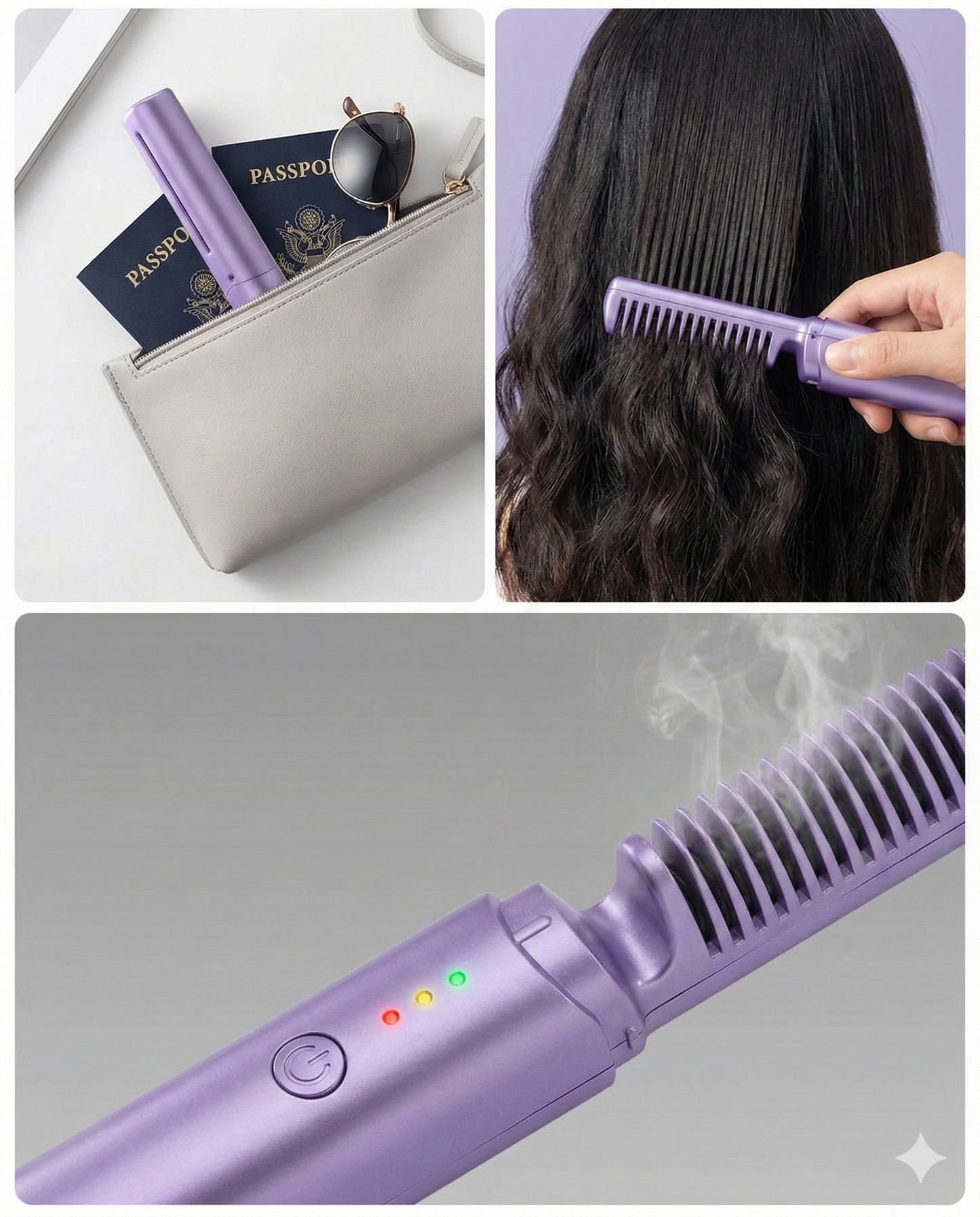 Meneflix VelvetTouch Mini Hair Straightening Brush